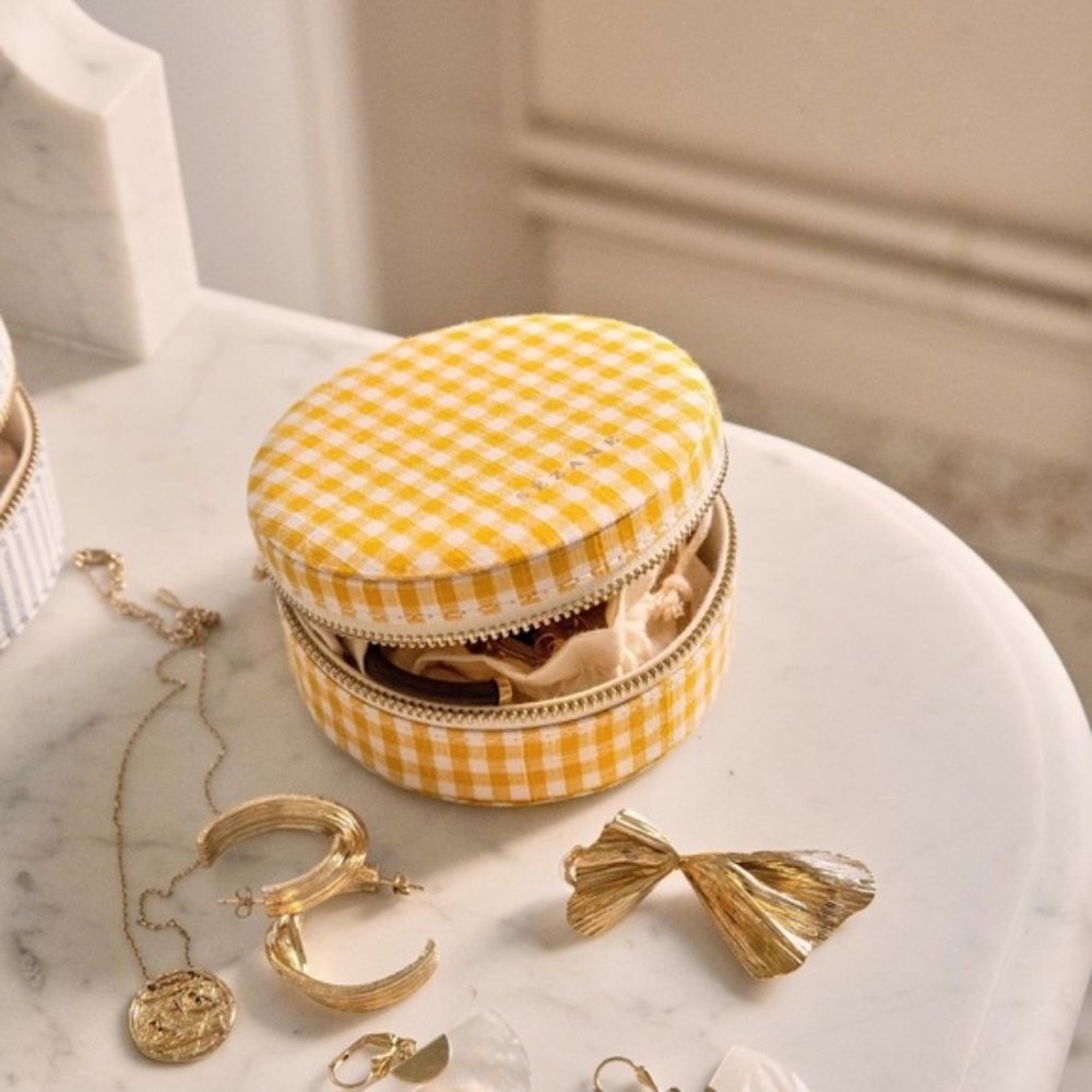 Sezane Jewelry Case in Yellow Gingham Hard to find!